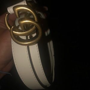 White Gucci belt